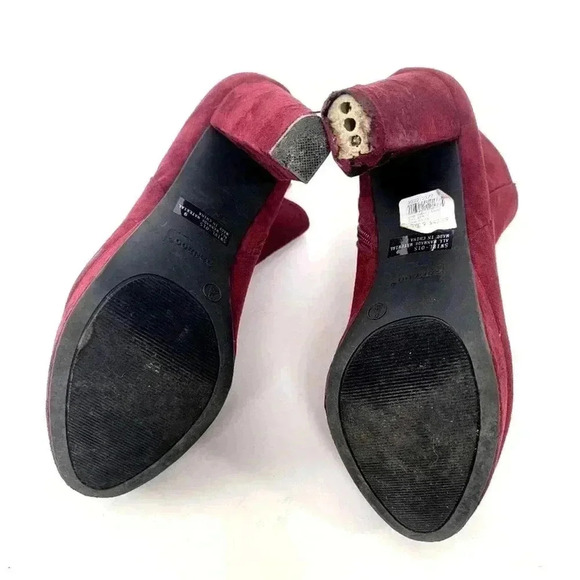 Chunky Platform Heel Faux Suede Ankle Booties - 9 - Picture 4 of 13